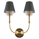 Бра с металлическим основанием бронзового цвета и 2-мя черными конусовидными абажурами Dignity варинант исполнения - 3 | Loft Concept в Ижевске