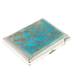 Портсигар на 20 сигарет с газовой зажигалкой из натурального камня Апатит Голубой Stone Cigarettes Cases варинант исполнения - 1 | Loft Concept в Ижевске