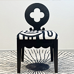 Дизайнерский стул с круглой деревянной спинкой Black and White Clover варинант исполнения - 2 | Loft Concept в Ижевске