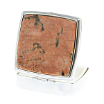 Таблетница карманная квадратная с 2-мя отделениями с зеркалом и накладкой из натурального камня Пегматит Silver Stone Pillboxes варинант исполнения - 2 | Loft Concept в Ижевске