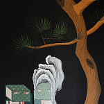 Обои ручная роспись The Art of Learning and Steps for the Flowers by Teo Yang Original colourway on Pitch dyed silk варинант исполнения - 2 | Loft Concept в Ижевске