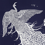 Обои ручная роспись в стиле Арт-деко Whistler Peacocks Special Colourway on Empire Blue dyed silk варинант исполнения - 1 | Loft Concept в Ижевске