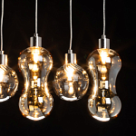 Люстра с 3-мя плафонами волнообразной формы цвета янтарь и 2-мя прозрачными шарообразными плафонами Lucid Rain  варинант исполнения - 5 | Loft Concept в Ижевске