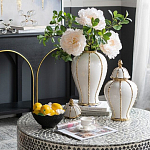 Ваза с золотыми полосами на белом фоне Chinoiserie Ceramics варинант исполнения - 3 | Loft Concept в Ижевске