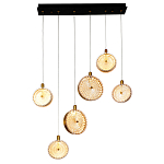 Подвесной светильник с плафонами из рельефного стекла Peony Glass Bronze Six варинант исполнения - 2 | Loft Concept в Ижевске