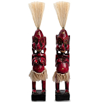Комплект из 2-х деревянных статуэток Asmat Straw Headdress Statuettes Red варинант исполнения - 1 | Loft Concept в Ижевске