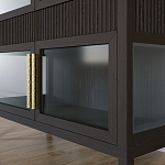 Витрина Primo со стеклянными фасадами и 2 ящиками Темный орех варинант исполнения - 3 | Loft Concept в Ижевске