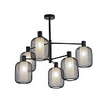 Люстра потолочная с абажурами из металлической сетки Loft Grid Pendant Gold варинант исполнения - 4 | Loft Concept в Ижевске