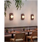 Настенный светильник овальный с деревянным основанием Wood Wall Lamp варинант исполнения - 1 | Loft Concept в Ижевске