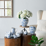 Ваза округлой формы с синим цветочным узором Blue & White Ornament  варинант исполнения - 4 | Loft Concept в Ижевске