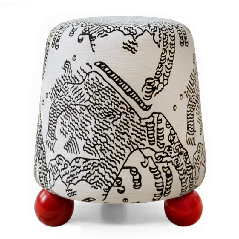 Пуф Wakonda Черно-Белый с красными ножками Белый Черный Красный в Ижевске | Loft Concept 