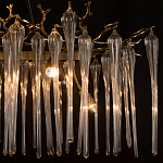 Люстра подвесная прямоугольная с бронзовыми акцентами и прозрачными стеклянными каплями Droplet Chandelier варинант исполнения - 6 | Loft Concept в Ижевске