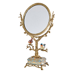 Зеркало с бронзовой подставкой в виде дерева и фарфоровыми птичками на голубом основании Eden Garden варинант исполнения - 1 | Loft Concept в Ижевске