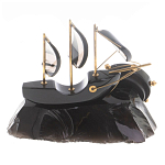 Часы настольные в виде парусника из натурального камня Обсидиан Sailboat Stone Clock варинант исполнения - 6 | Loft Concept в Ижевске
