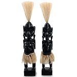 Комплект из 2-х деревянных статуэток Asmat Straw Headdress Statuettes Black варинант исполнения - 1 | Loft Concept в Ижевске