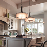 Люстра подвесная с двойным круглым плафоном из органзы и матового стекла Kichler варинант исполнения - 6 | Loft Concept в Ижевске