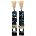 Комплект из 2-х деревянных статуэток Asmat Straw Headdress Statuettes Blue варинант исполнения - 1 | Loft Concept в Ижевске