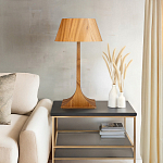 Настольная лампа со скошенным конусовидным абажуром и фигурной ножкой в цвете тик Accord Lighting варинант исполнения - 7 | Loft Concept в Ижевске