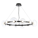 Люстра подвесная круглая с 12-ю прозрачными куполообразными плафонами и черным металлическим основанием Flos Wireline Lighting варинант исполнения - 1 | Loft Concept в Ижевске