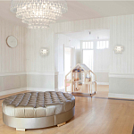 Люстра подвесная круглая с молочными стеклянными подвесками в форме капель Droplet Chandelier варинант исполнения - 4 | Loft Concept в Ижевске