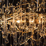 Подвесная люстра в виде ветвей деревьев золотого цвета с прозрачными подвесками-каплями 10 и 14 ламп Droplet Chandelier варинант исполнения - 6 | Loft Concept в Ижевске