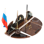 Настольный письменный набор с часами из природного камня обсидиана Oval Office варинант исполнения - 2 | Loft Concept в Ижевске