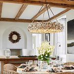 Люстра круглая с абажуром из устричных раковин Sea Ravens варинант исполнения - 4 | Loft Concept в Ижевске