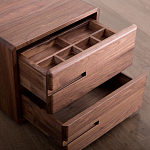 Прикроватный столик деревянный с 2-мя ящиками Moon Walnut Furniture варинант исполнения - 5 | Loft Concept в Ижевске