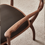 Стул деревянный с мягким сиденьем из коричневой натуральной кожи Moon Walnut Furniture варинант исполнения - 7 | Loft Concept в Ижевске