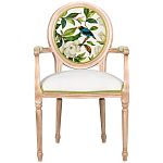 Стул с подлокотниками золотистый из бука с изображением птиц и цветов Blooming Birds варинант исполнения - 1 | Loft Concept в Ижевске