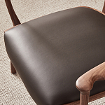 Стул деревянный с мягким сиденьем из коричневой натуральной кожи Moon Walnut Furniture варинант исполнения - 9 | Loft Concept в Ижевске