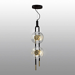 Подвесной светильник с черным основанием и золотистым декором Bruno Duo варинант исполнения - 4 | Loft Concept в Ижевске