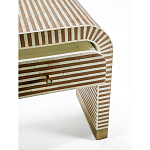 Тумбочка прикроватная с ящиком Tofino Stripes Bone Inlay Bedside Beige варинант исполнения - 3 | Loft Concept в Ижевске