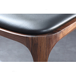 Стул деревянный с мягким сиденьем из черной натуральной кожи Moon Walnut Furniture варинант исполнения - 9 | Loft Concept в Ижевске