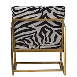 Кресло с металлическим золотистым каркасом и мягкой обивкой с чёрно-белым принтом зебры Wild animals варинант исполнения - 3 | Loft Concept в Ижевске
