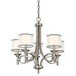 Люстра с белыми тканевыми абажурами в прозрачных стеклянных цилиндрах Kichler варинант исполнения - 6 | Loft Concept в Ижевске