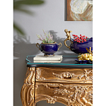 Чаша темно-синяя фарфоровая с бронзовыми ручками и ажурным ободком Eden Garden варинант исполнения - 4 | Loft Concept в Ижевске