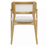 Стул обеденный с мягким сиденьем и спинкой из плетеного ротанга Wood and Textile Chair варинант исполнения - 4 | Loft Concept в Ижевске