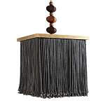 Люстра квадратная с бахромой и подвесом из деревянных бусин Psyche варинант исполнения - 2 | Loft Concept в Ижевске