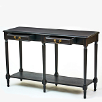 Консоль черная из массива березы с полкой и двумя ящиками Vintage варинант исполнения - 2 | Loft Concept в Ижевске