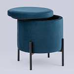 Синий пуф на черных ножках SANJAY варинант исполнения - 2 | Loft Concept в Ижевске