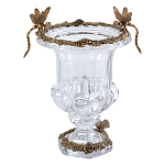 Ваза из прозрачного стекла на бронзовой подставке с ободком и ручками в виде стрекоз Eden Garden варинант исполнения - 1 | Loft Concept в Ижевске