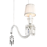 Подвесной светильник с белым текстильным абажуром и изогнутым хрустальным основанием с подвесками Lustre Reverie варинант исполнения - 4 | Loft Concept в Ижевске