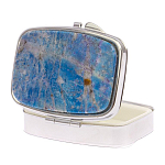 Таблетница карманная прямоугольная на 2 отделения с зеркалом и накладкой из натурального камня Лазурит Silver Stone Pillboxes варинант исполнения - 2 | Loft Concept в Ижевске