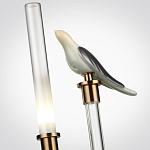 Настольная лампа с прозрачной трубкой и декоративной фигуркой птицы на бронзовой подставке Ganthea варинант исполнения - 4 | Loft Concept в Ижевске