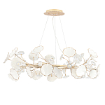Люстра круглая с белыми лепестками из керамики и прозрачными хрустальными цветками Диаметр 82 см Wintery flovers варинант исполнения - 2 | Loft Concept в Ижевске