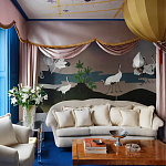 Обои ручная роспись Tsuro Cranes Original colourway on Tarnished Silver gilded paper варинант исполнения - 1 | Loft Concept в Ижевске