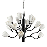 Люстра подвесная черного цвета с ветвями и белыми фарфоровыми цветами Floralis варинант исполнения - 1 | Loft Concept в Ижевске