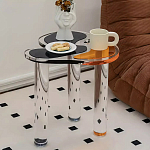 Дизайнерский журнальный стол с фигурной столешницей на 3-х прозрачных ножках Rahakif варинант исполнения - 3 | Loft Concept в Ижевске