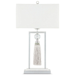 Настольная лампа с прямоугольным тканевым абажуром на белом мраморном основании Silver Threads варинант исполнения - 3 | Loft Concept в Ижевске